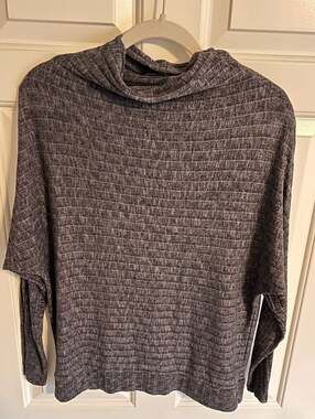 Michael Stars OS Heather Gray Ribbed Cowl Neck Batwing Sweater Evereve